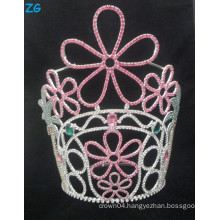 Fashion crystal large pageant crowns, pink tiara flower girl tiara, jewelry tiara wedding